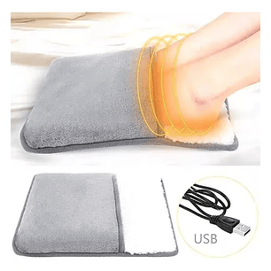 Manta Calentador Calienta Pies Eléctrico Usb Polar Gris Lisa