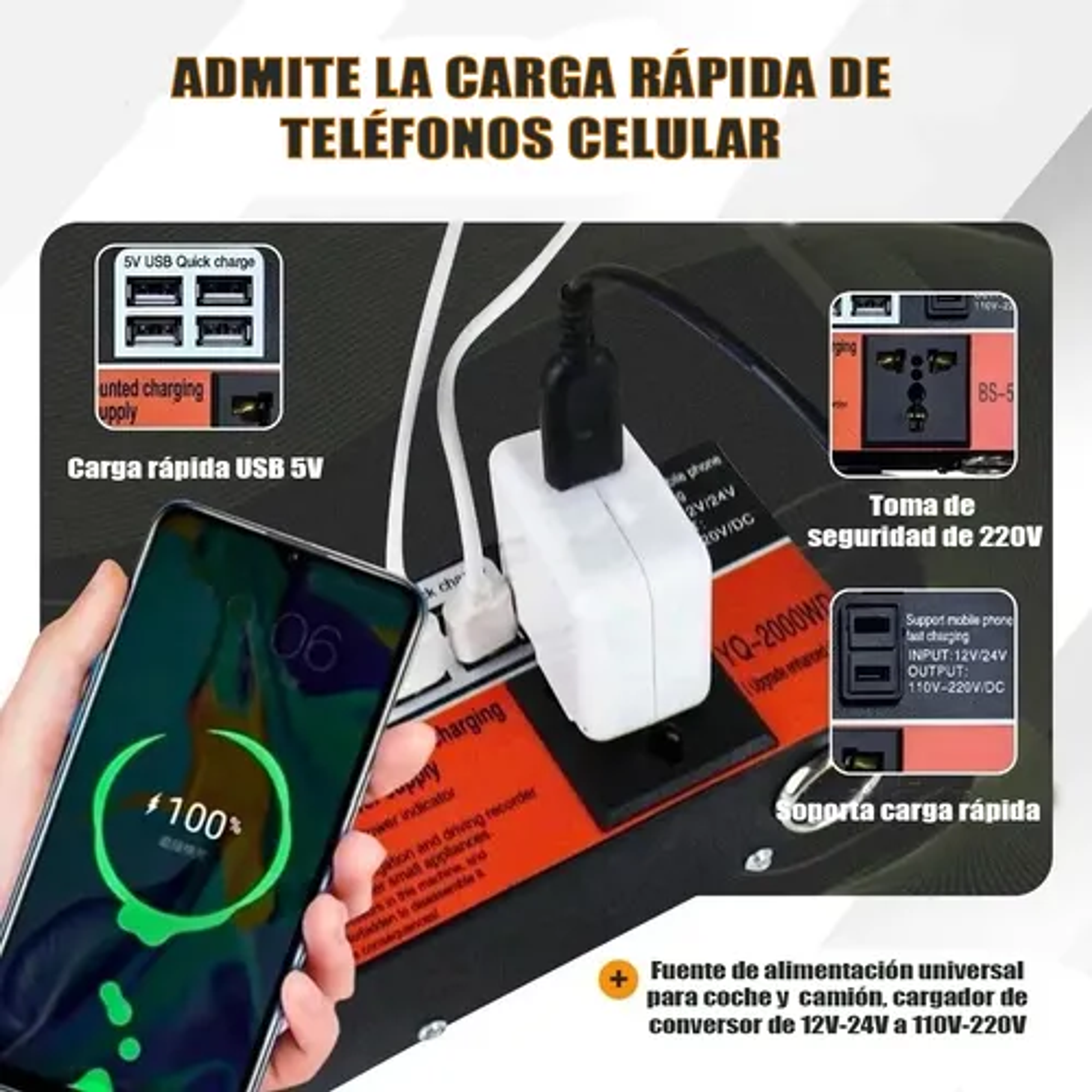 Inversor De Voltaje Auto Convertidor Corriente 200w 12v-220v 7