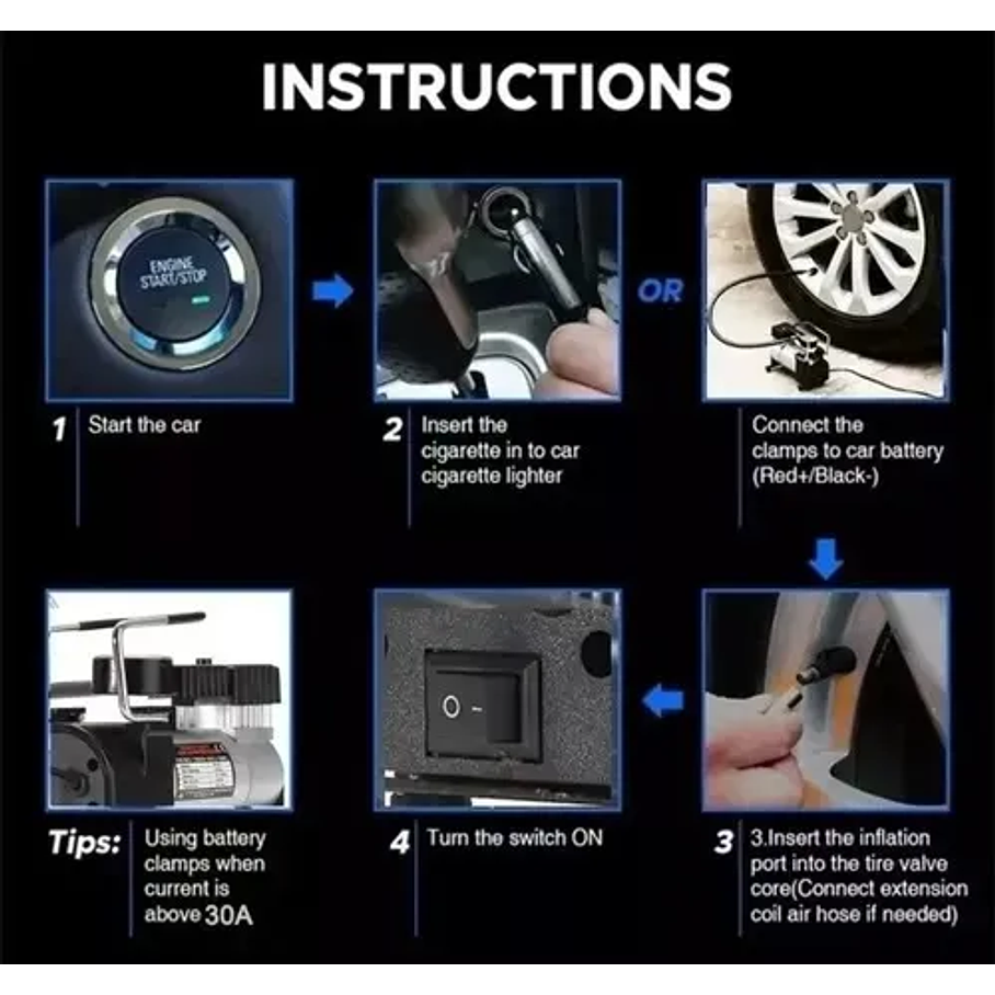 Compresor De Aire 2 Cilindros Inflador Neumaticos Frecuencia 40min 4