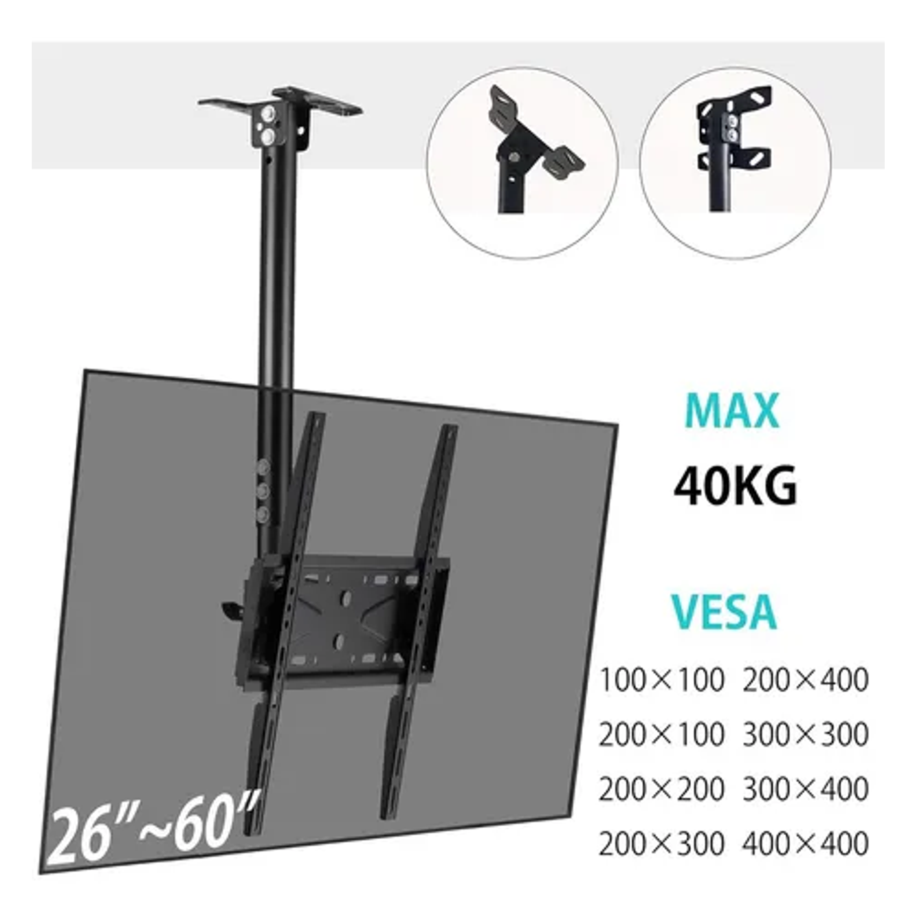 Soporte Tv Base Techo Giratorio 360 Grados De 32 A 70 PuLG. Color Negro 7