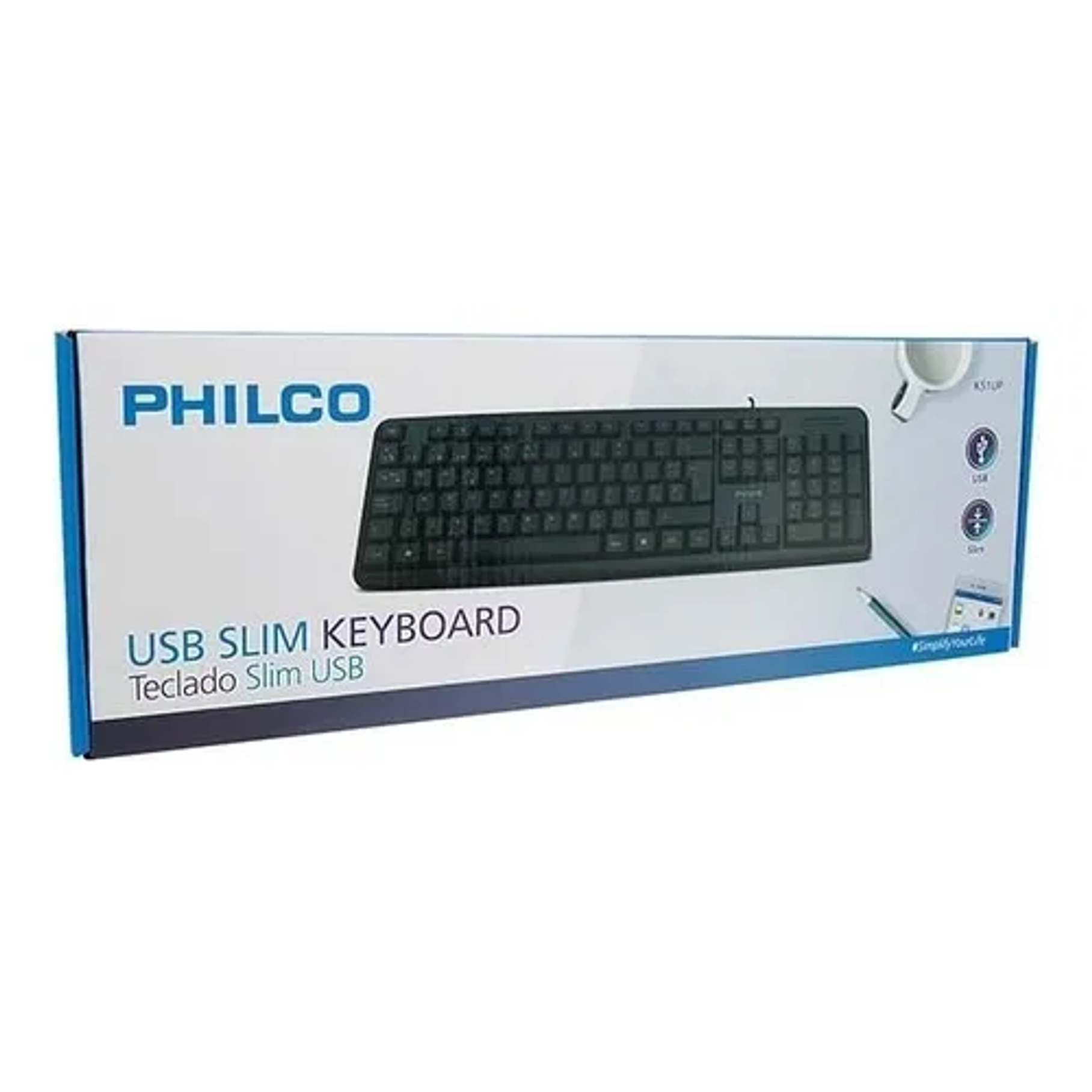 Teclado Usb Philco Estandar Español Color del teclado Negro Slim 2