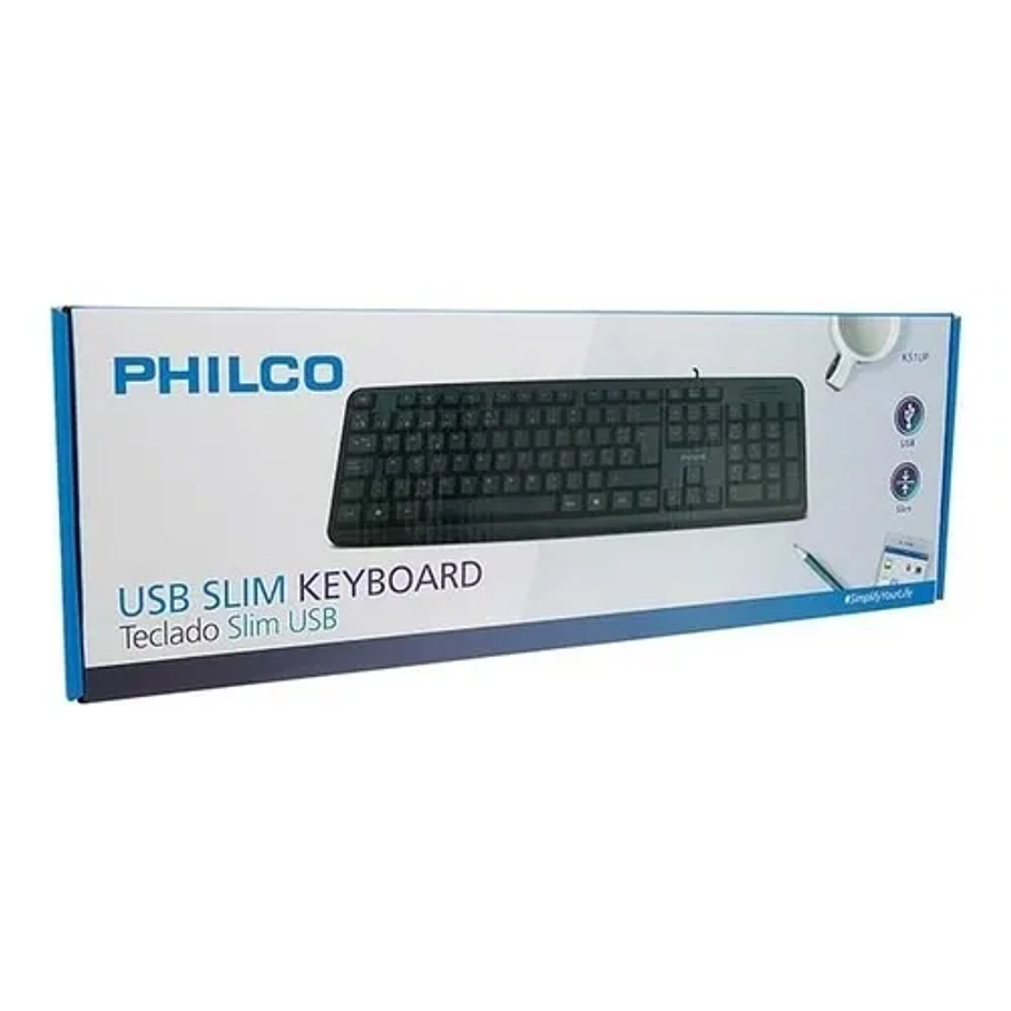 Teclado Usb Philco Estandar Español Color del teclado Negro Slim 2