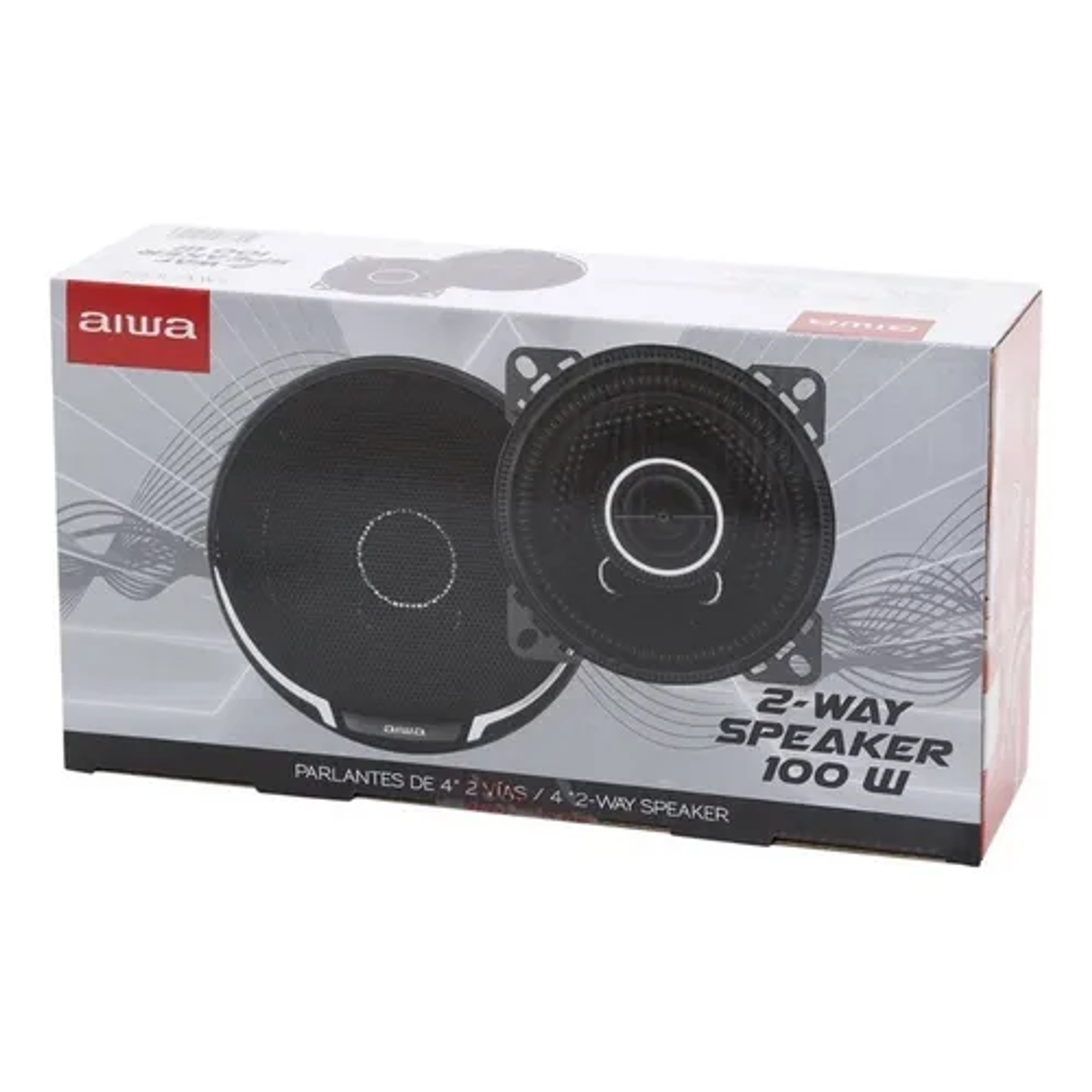 Parlantes Auto Aiwa 2 Vías 100w 10cm Taw-1022 Color Negro 1