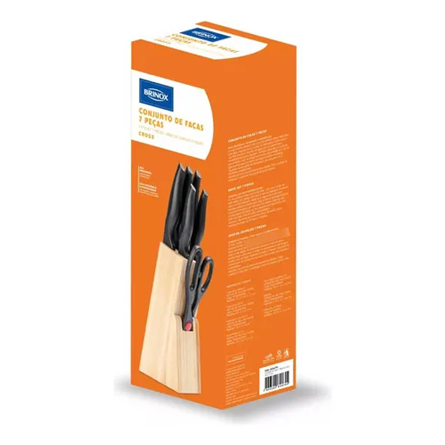 Set X7 Pzs Cuchillo Forjado Acero Inoxidable Brinox Cross Color Negro 2