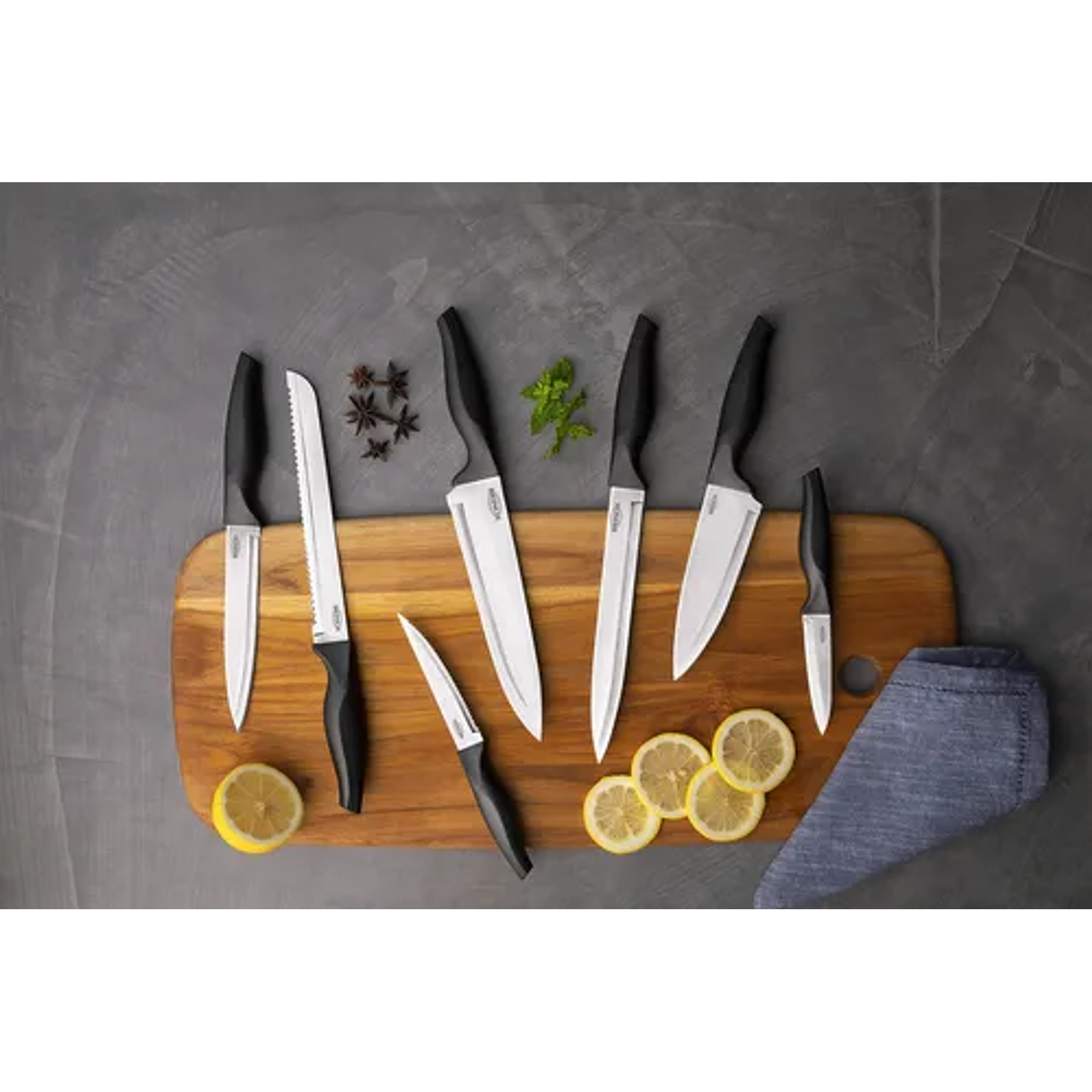 Set X7 Pzs Cuchillo Forjado Acero Inoxidable Brinox Cross Color Negro 3