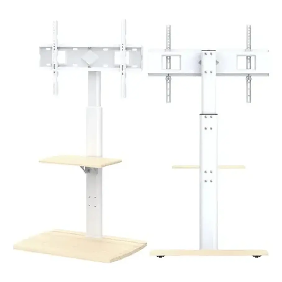 Soporte Tv Rack Móvil Con Ruedas 32 A 70 Base Pedestal Color Blanco  2