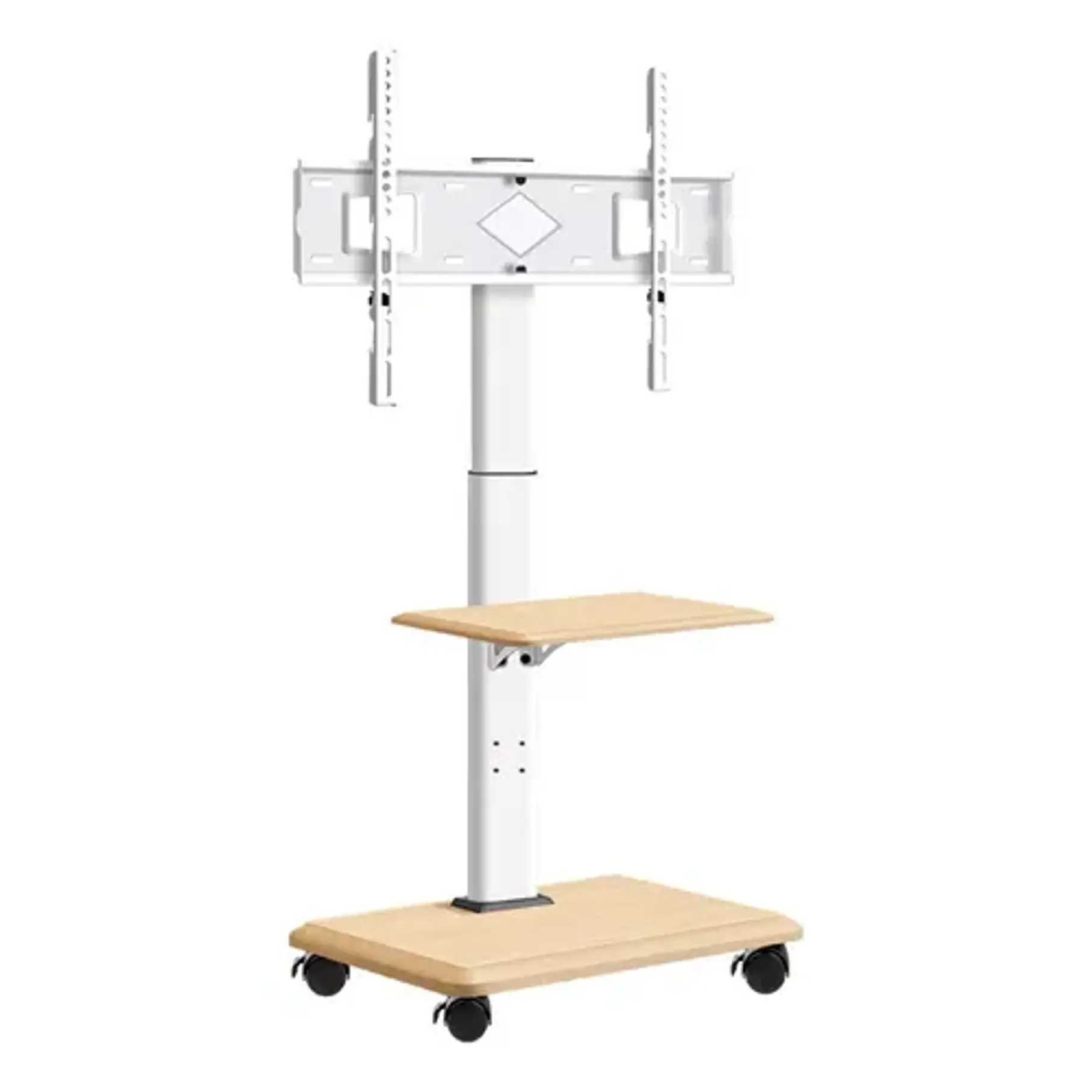 Soporte Tv Rack Móvil Con Ruedas 32 A 70 Base Pedestal Color Blanco  1
