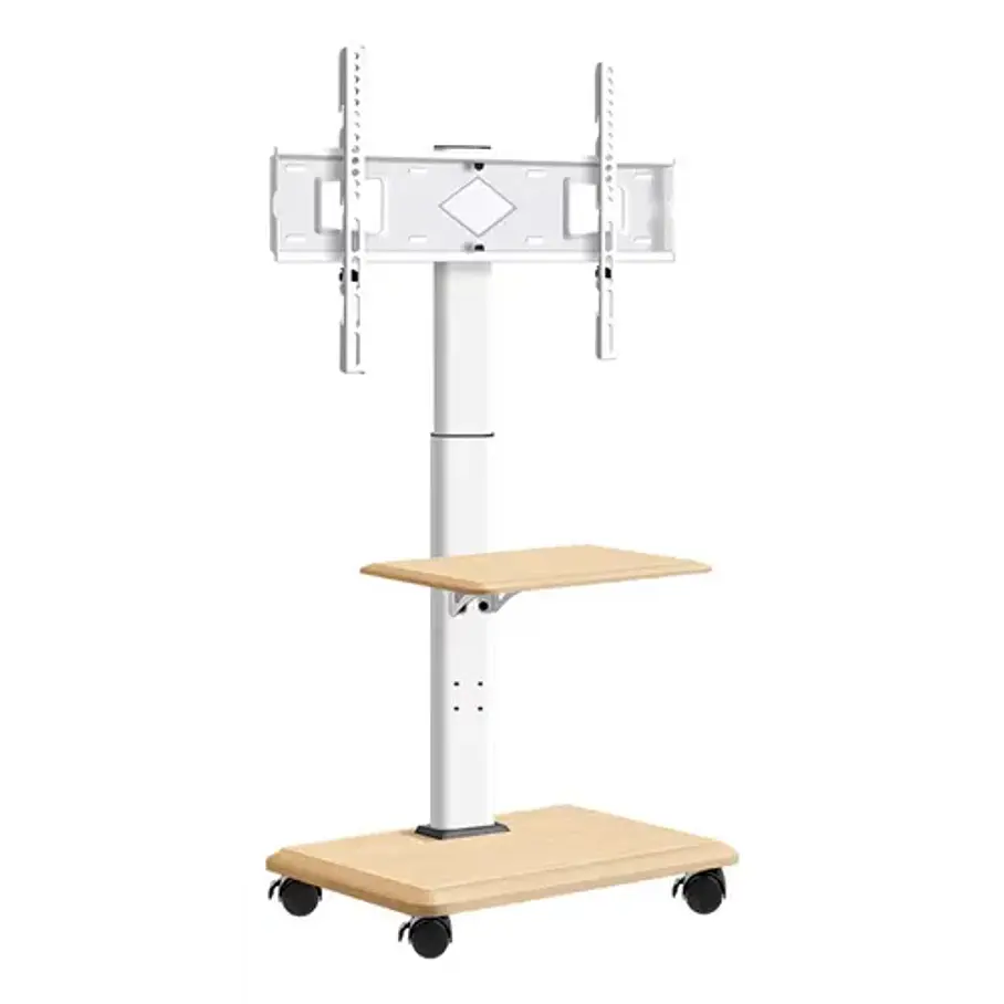 Soporte Tv Rack Móvil Con Ruedas 32 A 70 Base Pedestal Color Blanco  1