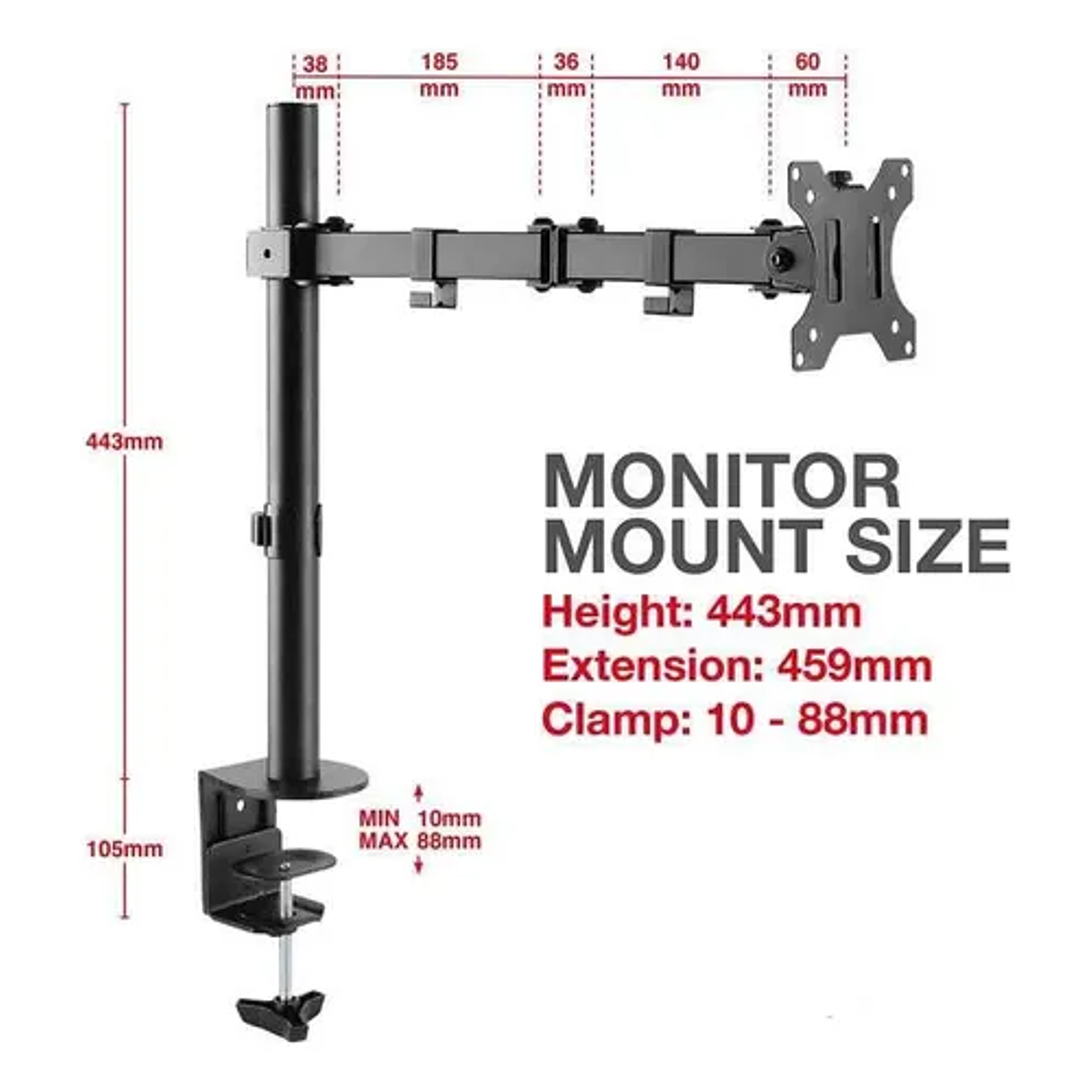 Soporte Monitor Escritorio Base Brazo Para Monitor 15-33 Color Negro  2
