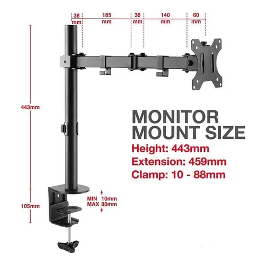 Soporte Monitor Escritorio Base Brazo Para Monitor 15-33 Color Negro  2