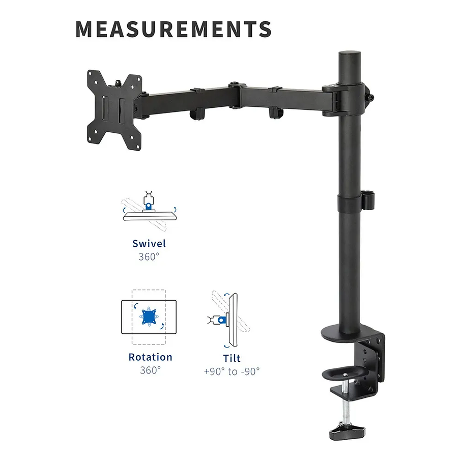 Soporte Monitor Escritorio Base Brazo Para Monitor 15-33 Color Negro  4