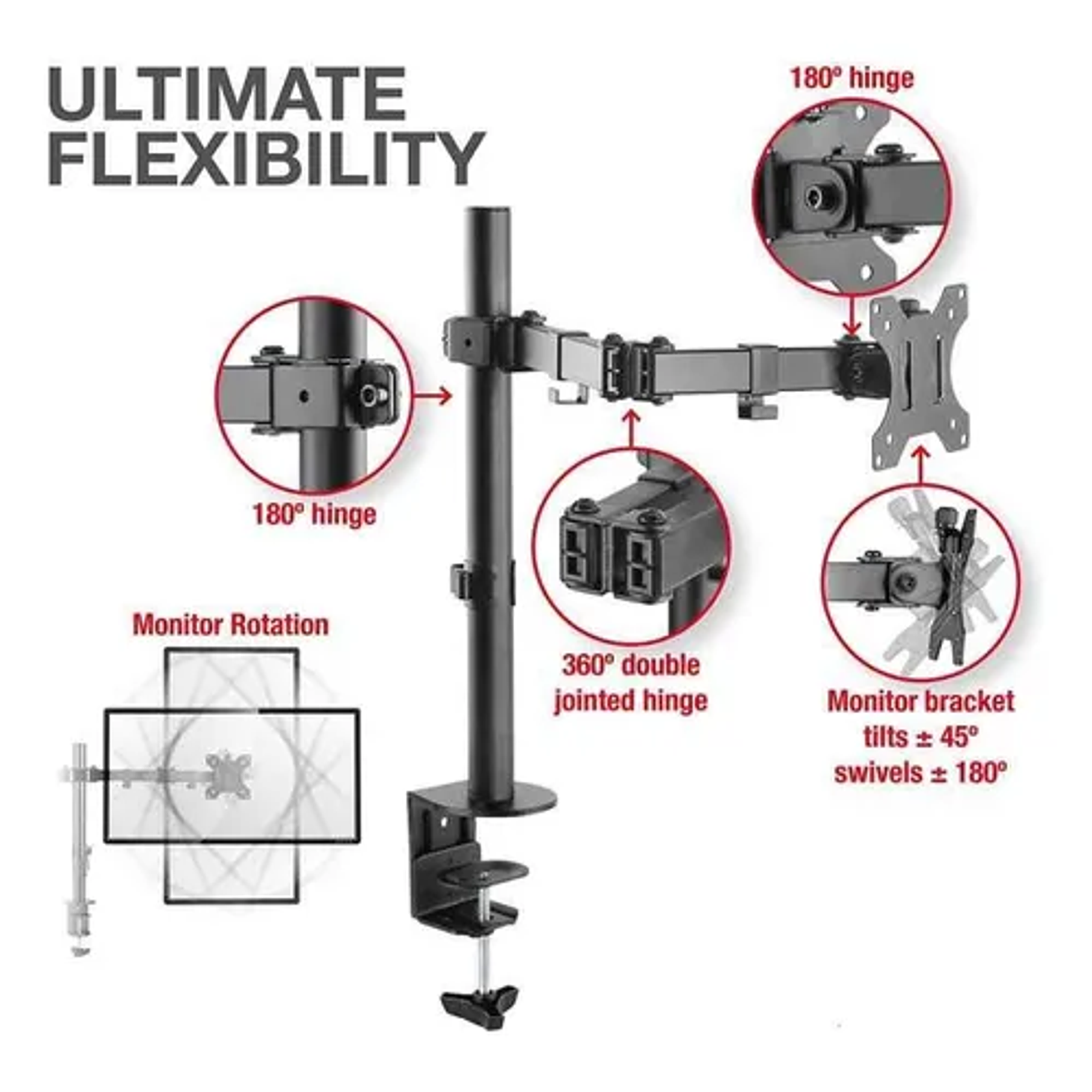 Soporte Monitor Escritorio Base Brazo Para Monitor 15-33 Color Negro  5