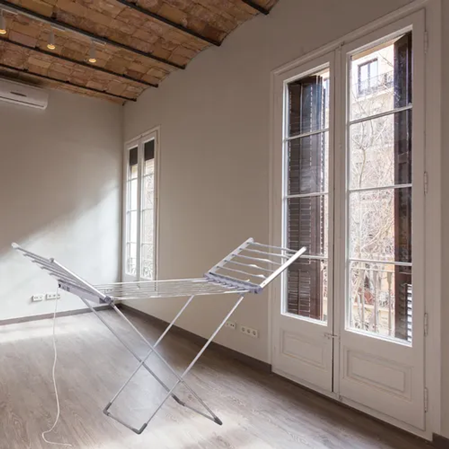 Tendedero Eléctrico Plegable Plástico Secadora Ropa Metálico Interior Regulable Resistente Gris Oscuro Temporizador Incorporado 18 Barras 230w 8