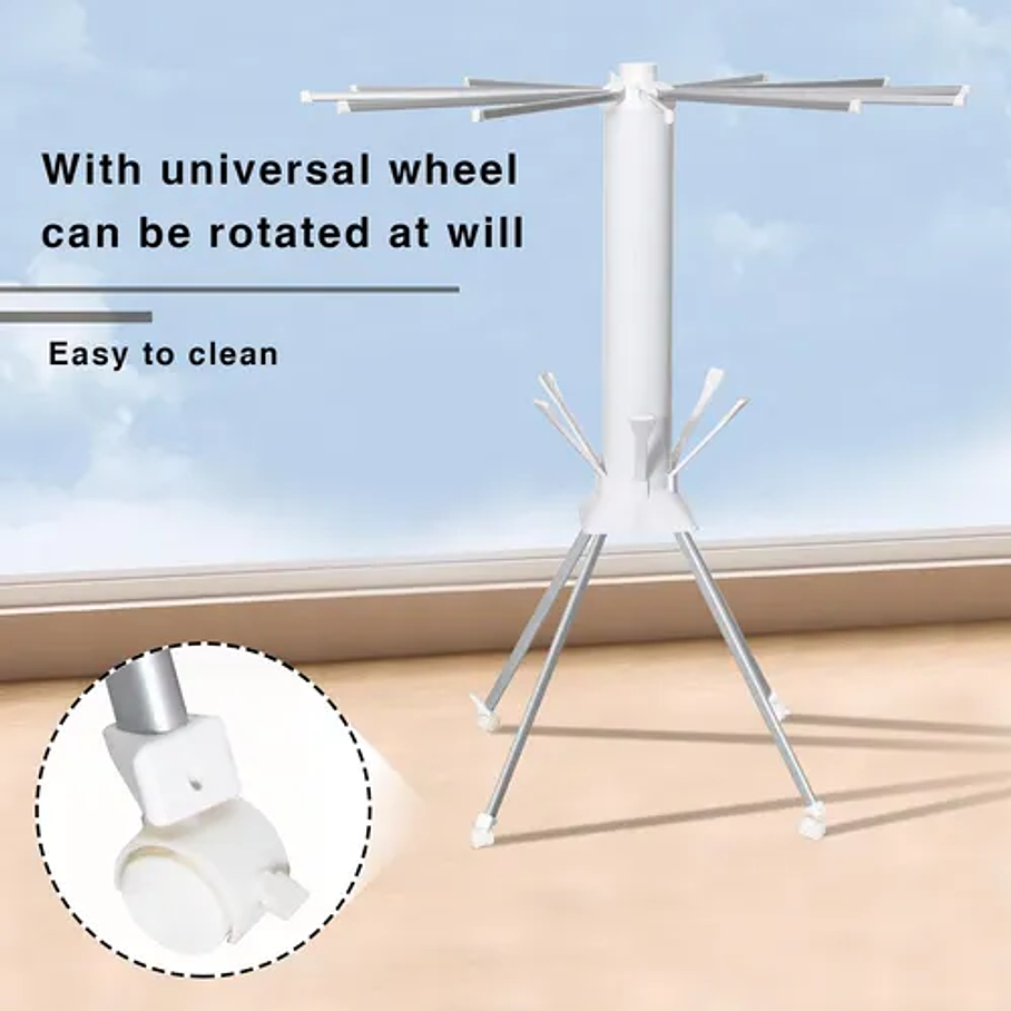 Tendedero De Ropa Plegable Tendedero De Ropa Telescópico Tendedero De Ropa Triangular Multifuncional Secador De Zapatos Tipo Helicóptero Metálico 5