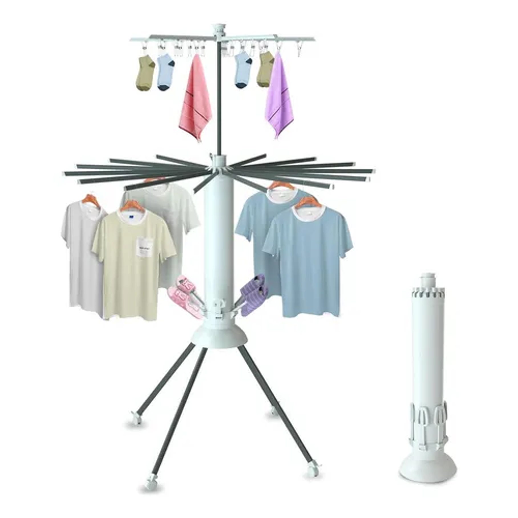 Tendedero De Ropa Plegable Tendedero De Ropa Telescópico Tendedero De Ropa Triangular Multifuncional Secador De Zapatos Tipo Helicóptero Metálico 1