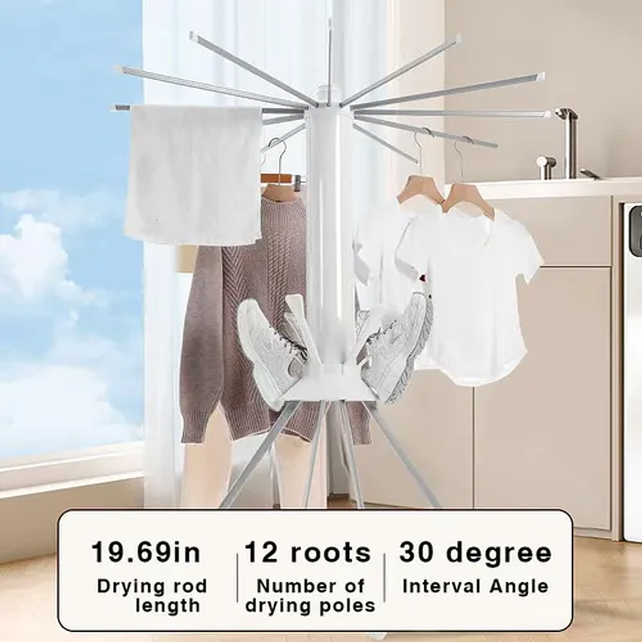 Tendedero De Ropa Plegable Tendedero De Ropa Telescópico Tendedero De Ropa Triangular Multifuncional Secador De Zapatos Tipo Helicóptero Metálico 7