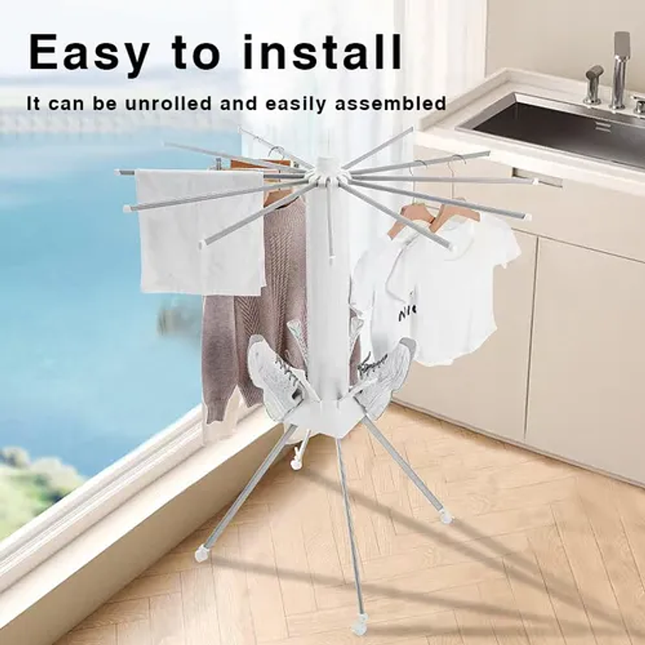 Tendedero De Ropa Plegable Tendedero De Ropa Telescópico Tendedero De Ropa Triangular Multifuncional Secador De Zapatos Tipo Helicóptero Metálico 2