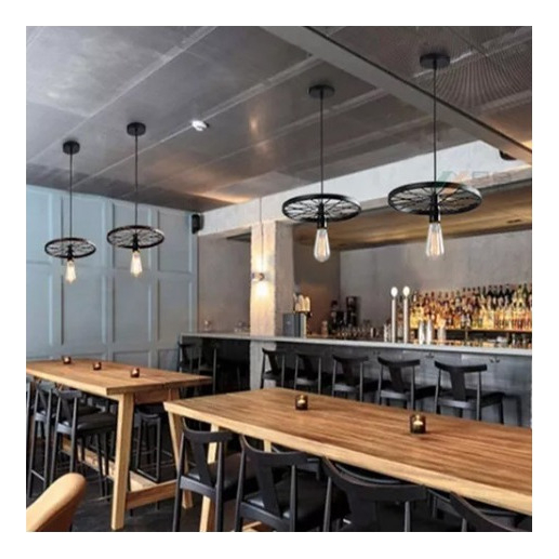  Lampara Vintage Colgante Techo Lampara Colgante Rueda Vintage Color Negro Rueda Ring Lampara Colgante 4