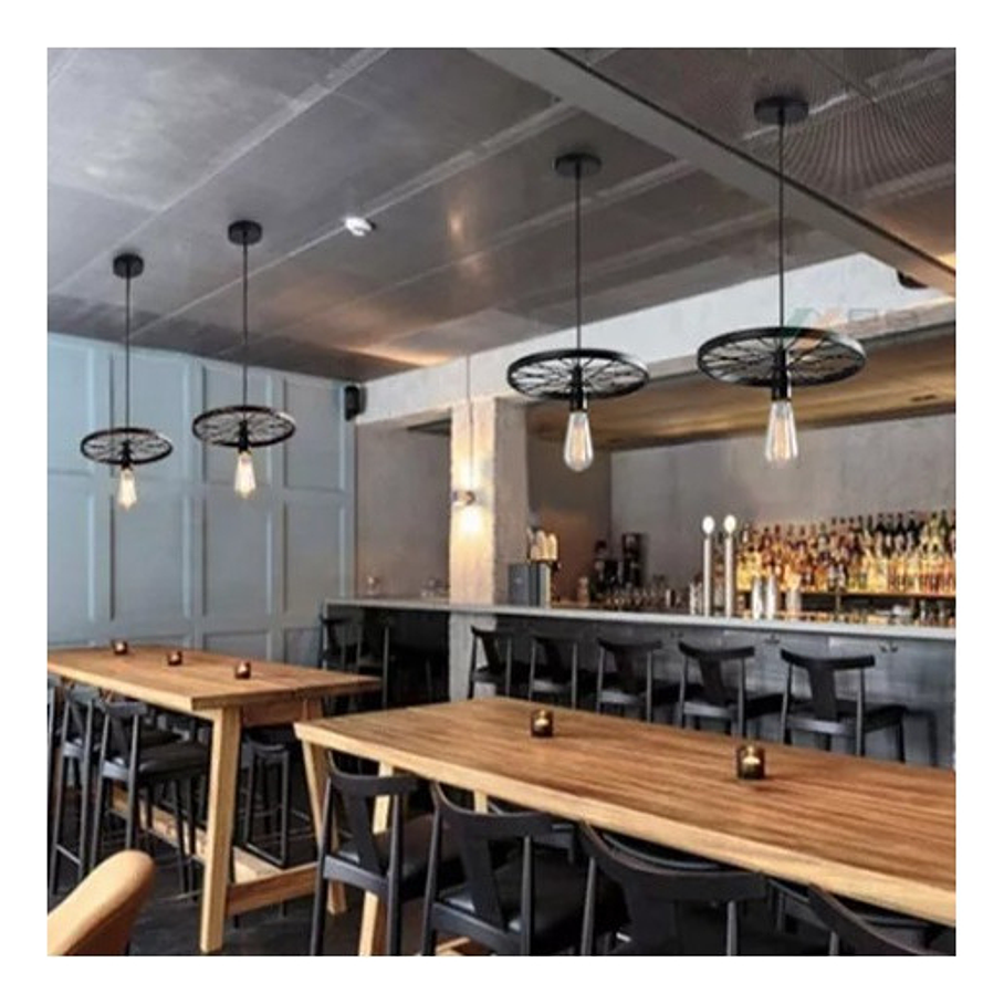  Lampara Vintage Colgante Techo Lampara Colgante Rueda Vintage Color Negro Rueda Ring Lampara Colgante 4