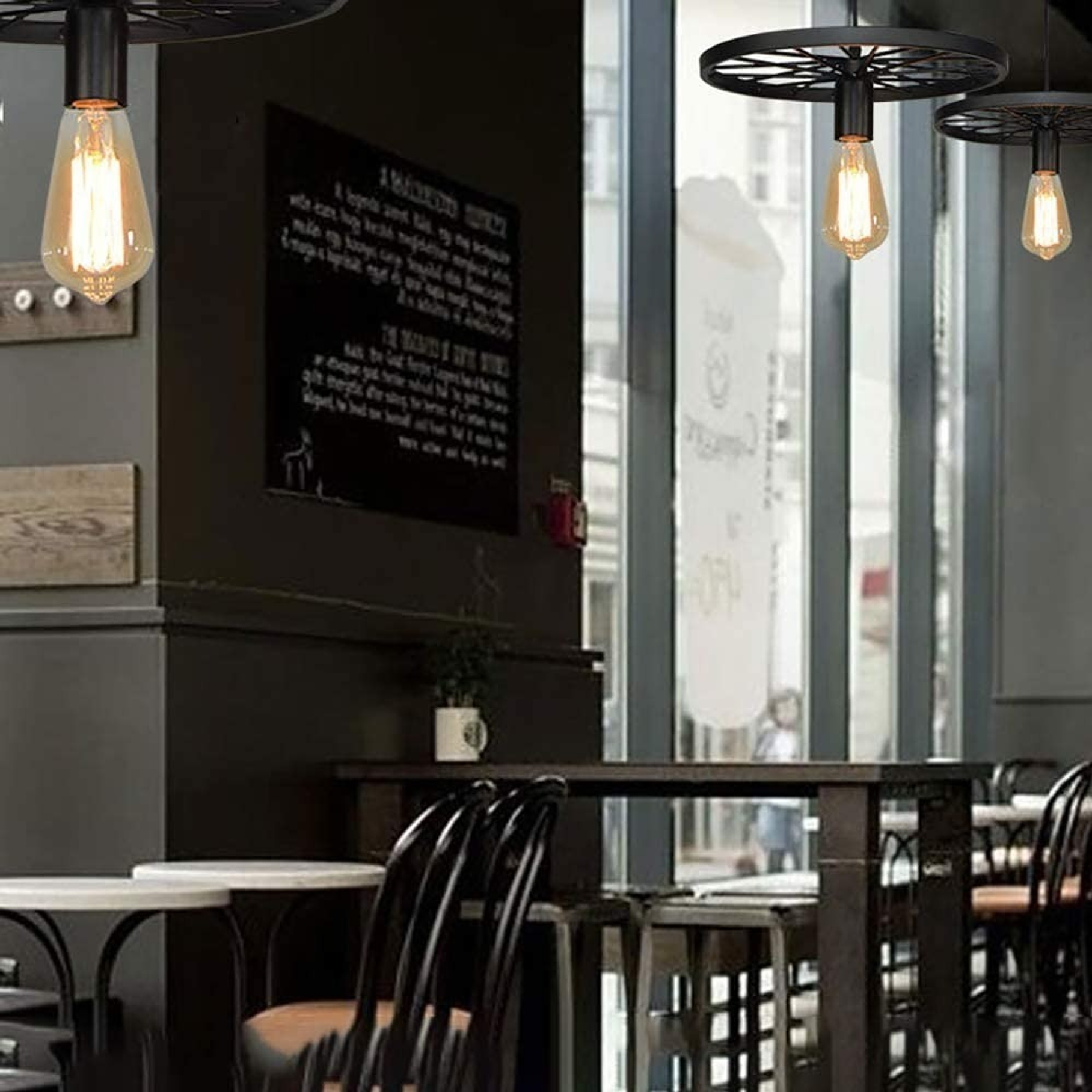  Lampara Vintage Colgante Techo Lampara Colgante Rueda Vintage Color Negro Rueda Ring Lampara Colgante 7