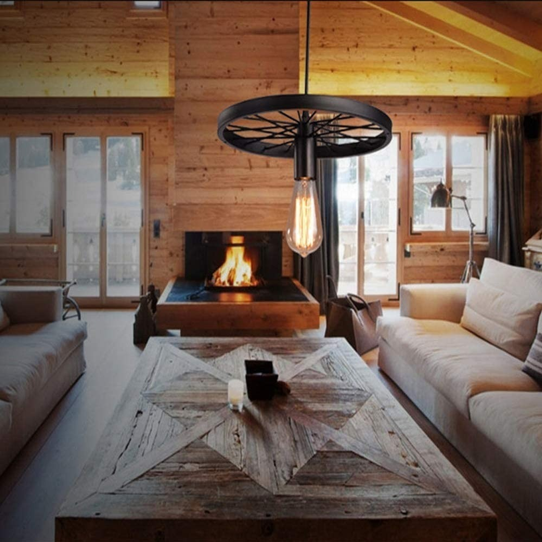  Lampara Vintage Colgante Techo Lampara Colgante Rueda Vintage Color Negro Rueda Ring Lampara Colgante 8