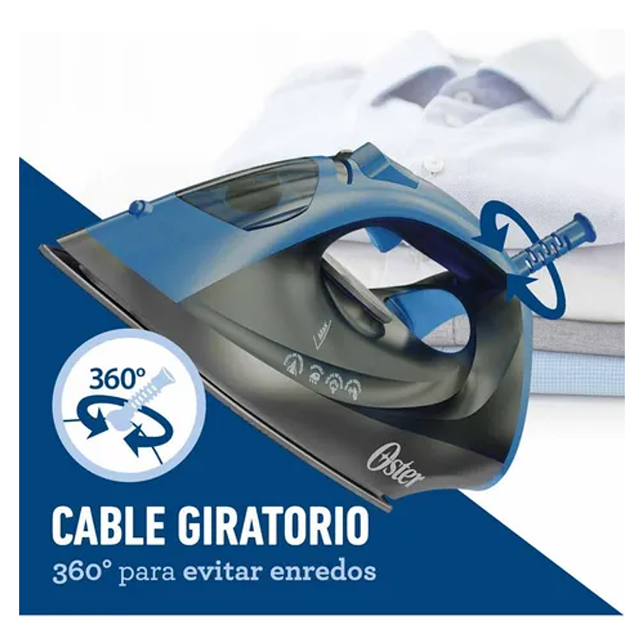 Plancha De Vapor Con Base De Cerámica Gcstbs6052 Marca Oster Color Azul 6