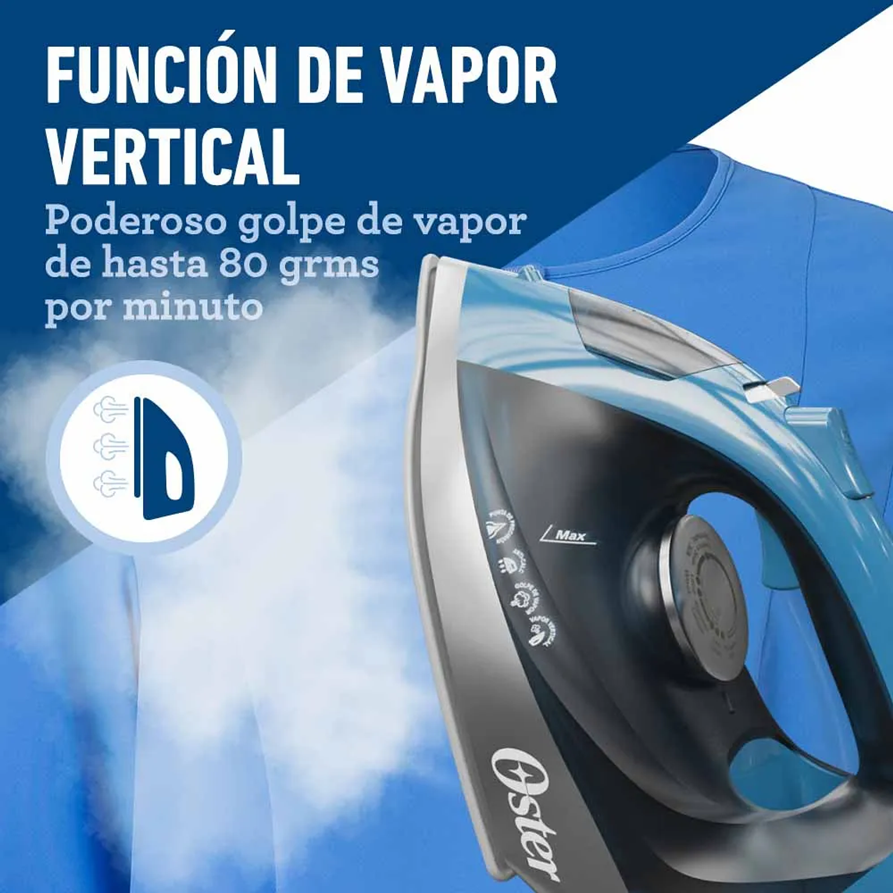 Plancha De Vapor Con Base De Cerámica Gcstbs6052 Marca Oster Color Azul 9