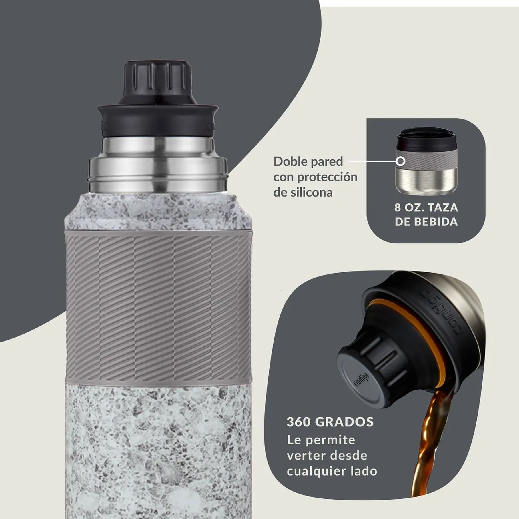 Termo al vacío Contigo® de acero inoxidable Thermalock 1,182 ml, plateado, a prueba de fugas 2