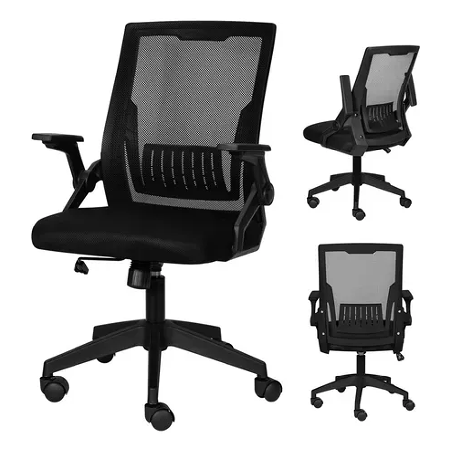 Silla Oficina Ergonómica Compatible Con Escritorio Pc Trabajo Color Negro Ergonómica Reclinable Soporta 150kg 1