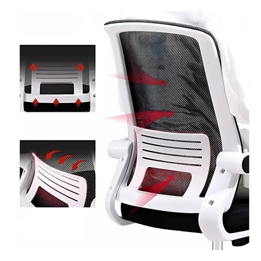 Silla Oficina Ergonómica Compatible Con Escritorio Pc Trabajo Color Blanco Ergonómica Reclinable Soporta 150kg 4