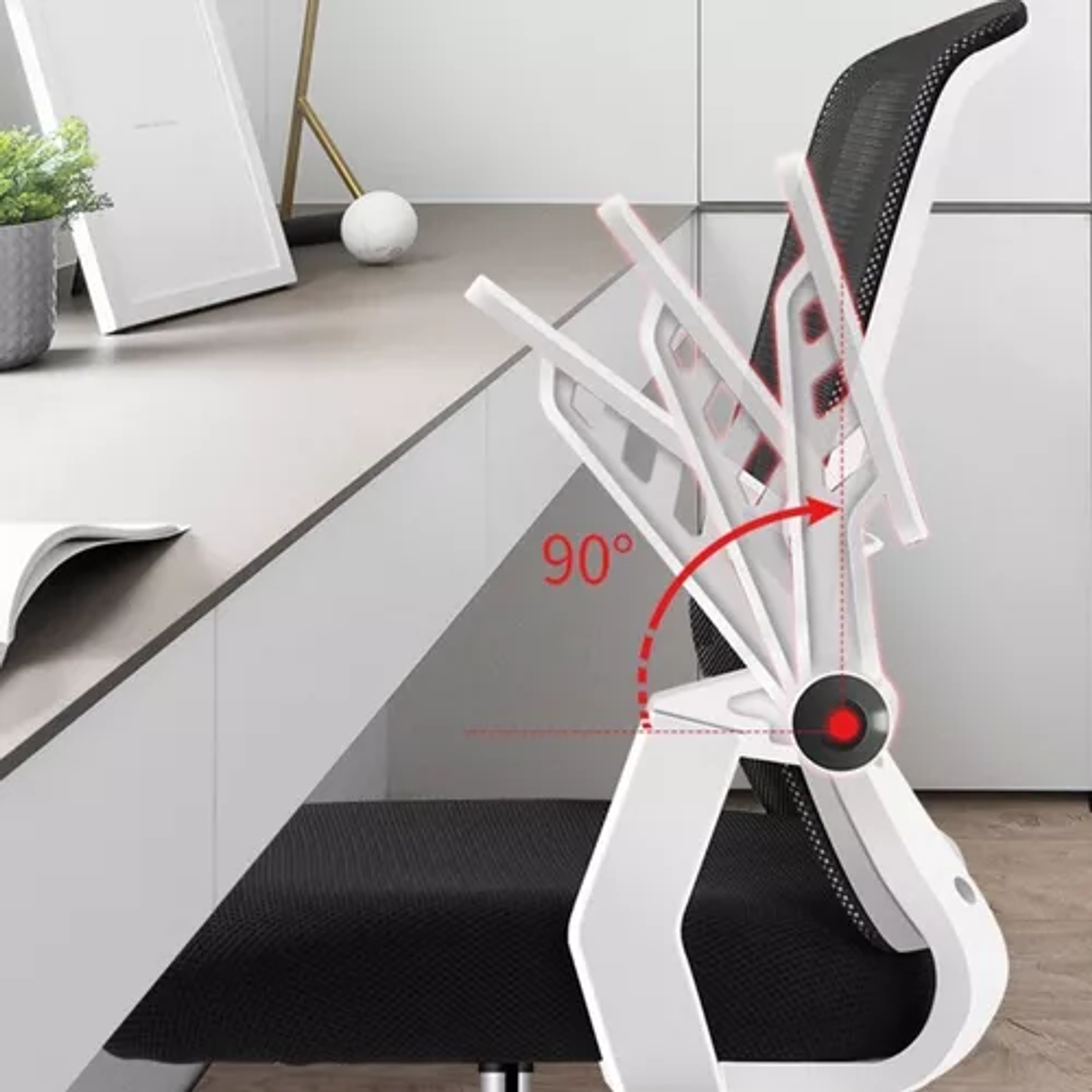 Silla Oficina Ergonómica Compatible Con Escritorio Pc Trabajo Color Blanco Ergonómica Reclinable Soporta 150kg 5