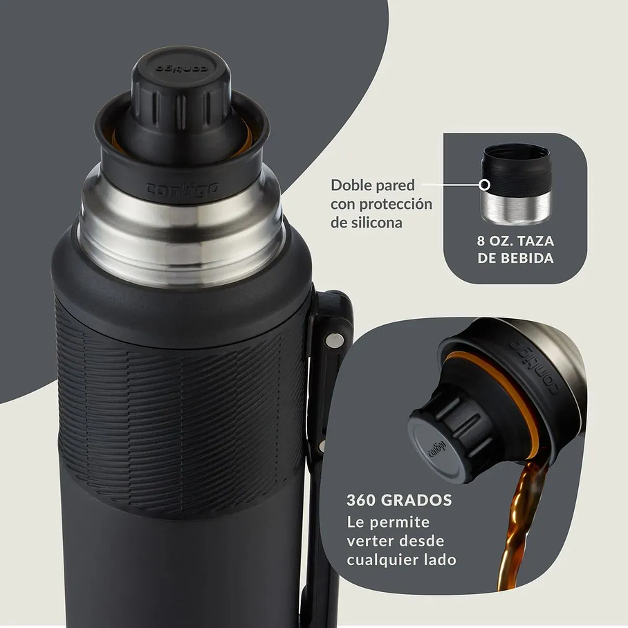 Termo 1200ml De Acero Inoxidable Color Plateado Frio Calor Cafe Te  6