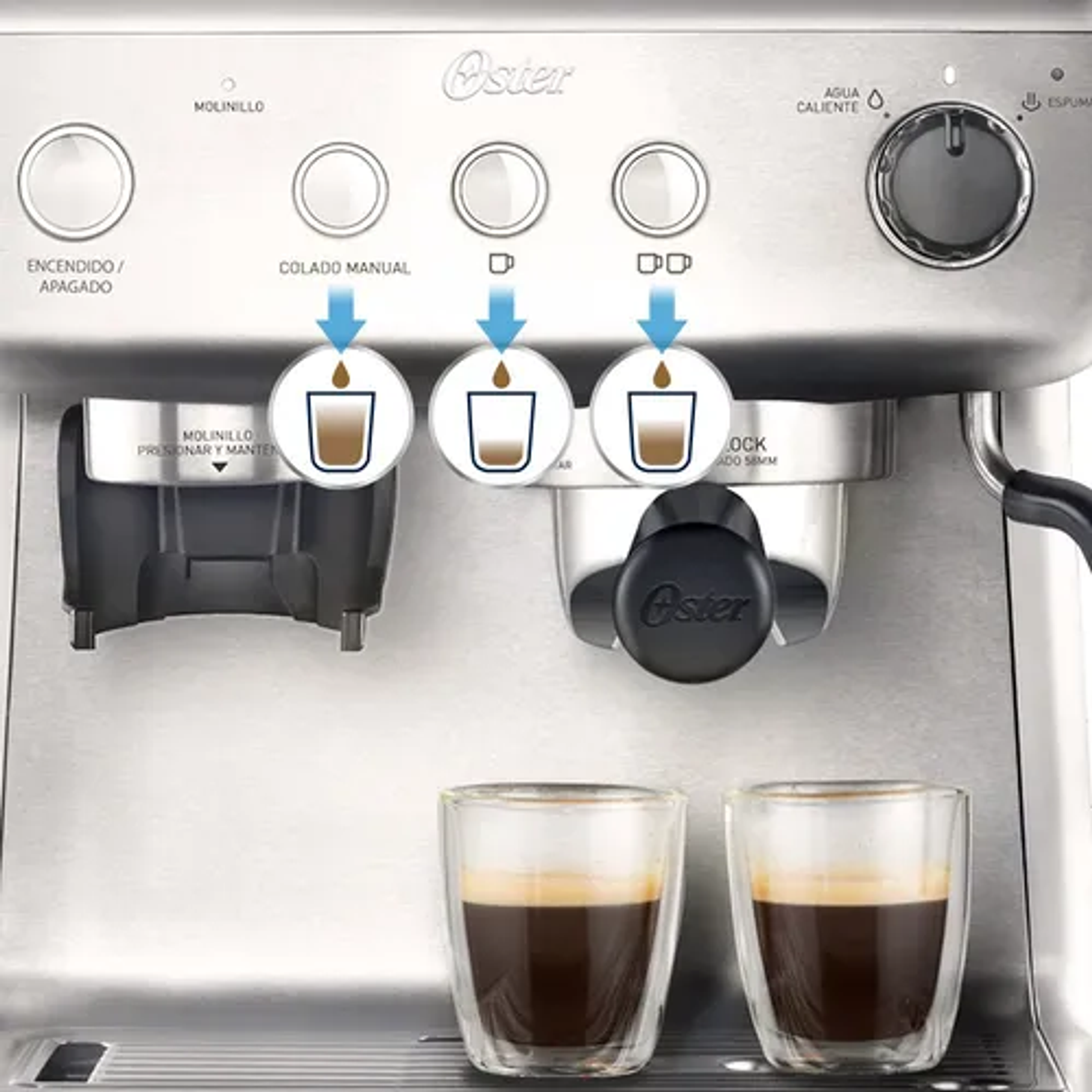 Cafetera Para Espresso Oster® Perfect Brew 15 Bares Molino I Color Acero inoxidable 5