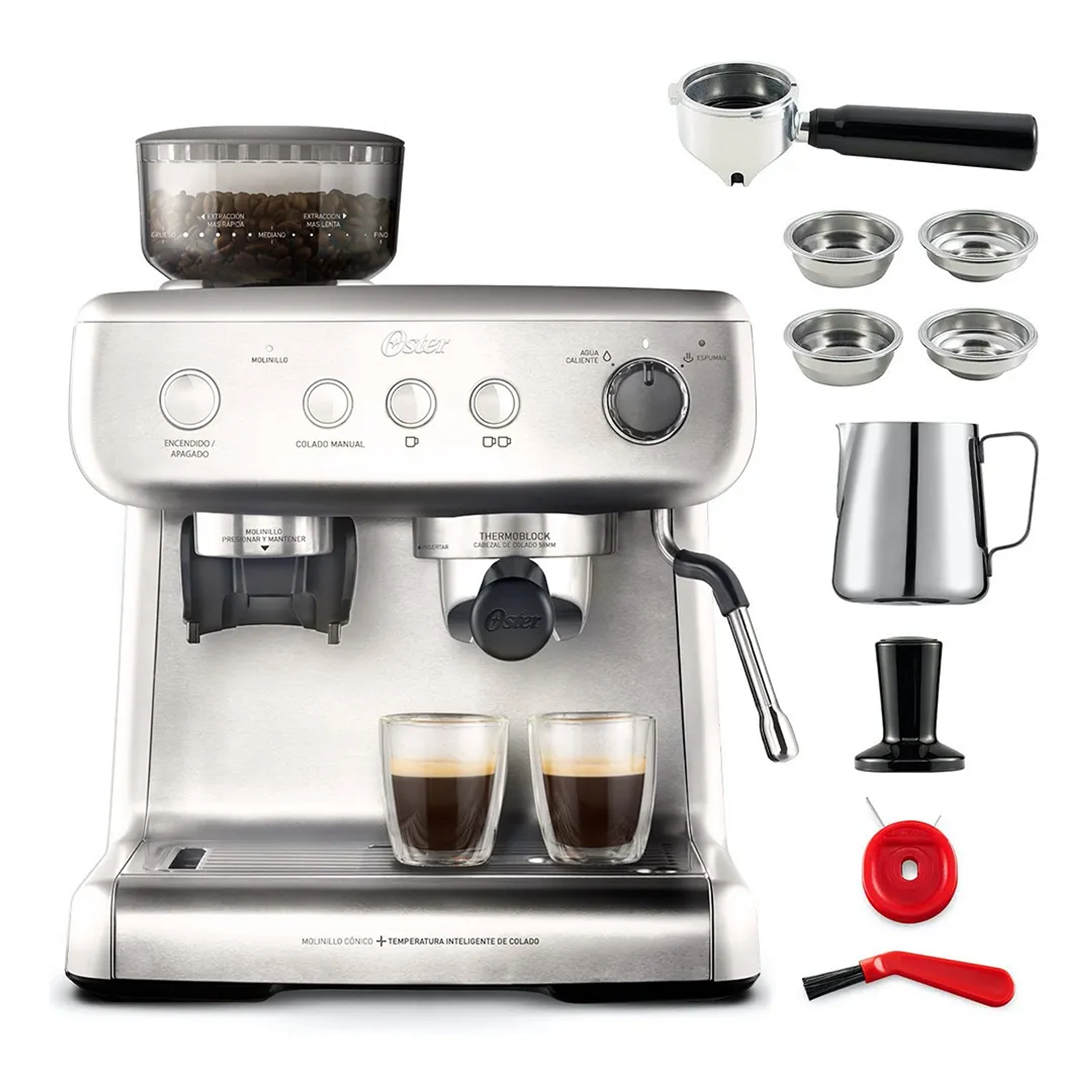 Cafetera Para Espresso Oster® Perfect Brew 15 Bares Molino I Color Acero inoxidable 3