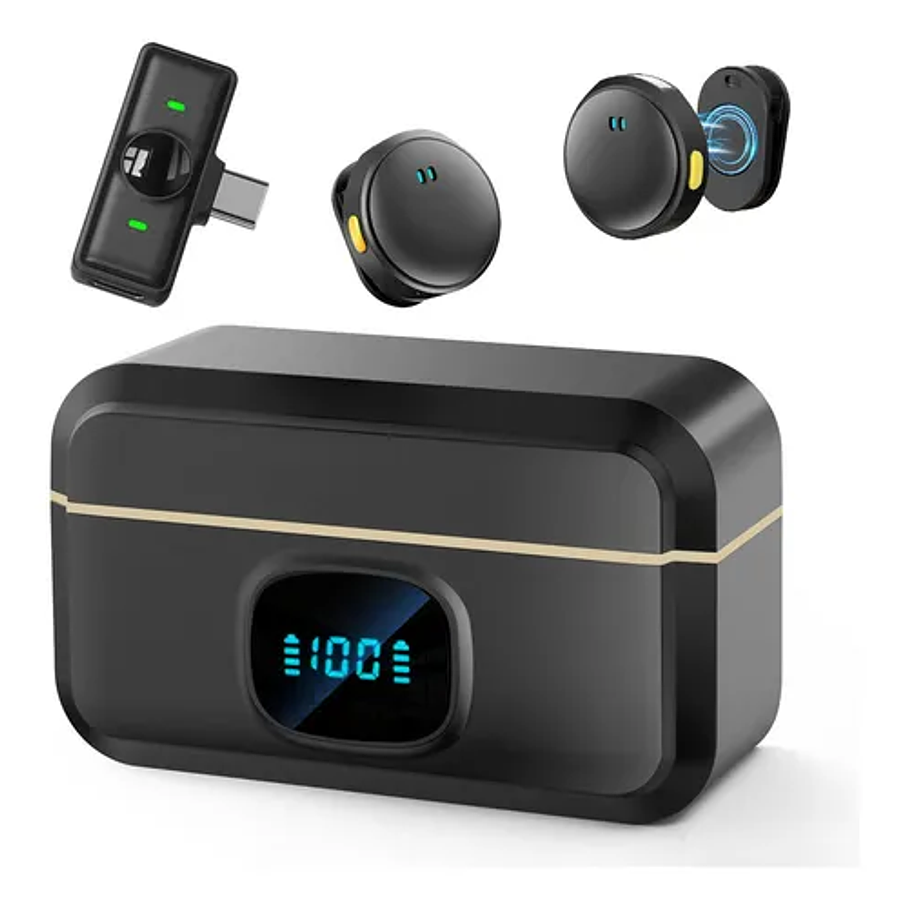 Microfono Inalambrico Profesional Microfono Para Celular Microfono Condensador Lavalier Microfono Bluetooth Gamer Microfono Para Podcast Microfono De Solapa Inalambrico Color Negro 1