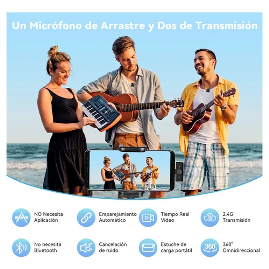 Microfono Inalambrico Profesional Microfono Para Celular Microfono Condensador Lavalier Microfono Bluetooth Gamer Microfono Para Podcast Microfono De Solapa Inalambrico Color Negro 4