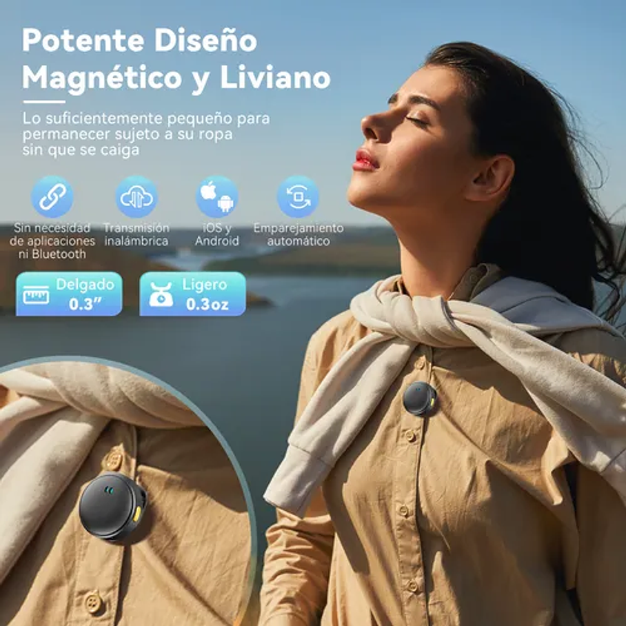 Microfono Inalambrico Profesional Microfono Para Celular Microfono Condensador Lavalier Microfono Bluetooth Gamer Microfono Para Podcast Microfono De Solapa Inalambrico Color Negro 6