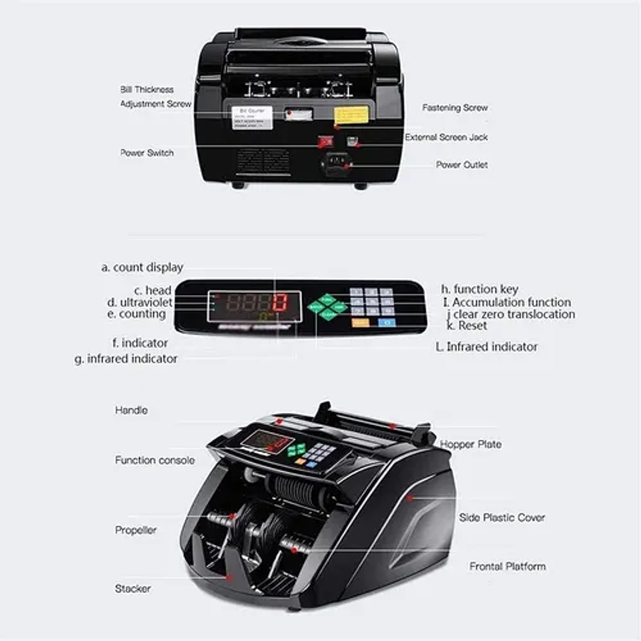 Contadora De Dinero Profesional Máquina Con Detección De Billetes Falsos - Pantalla Led 100 Billetes Por Minuto Contador De Dinero Elite 4