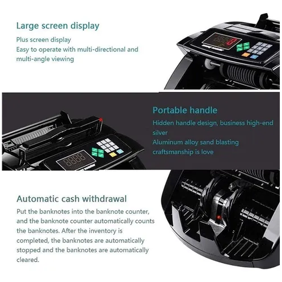 Contadora De Dinero Profesional Máquina Con Detección De Billetes Falsos - Pantalla Led 100 Billetes Por Minuto Contador De Dinero Elite 7