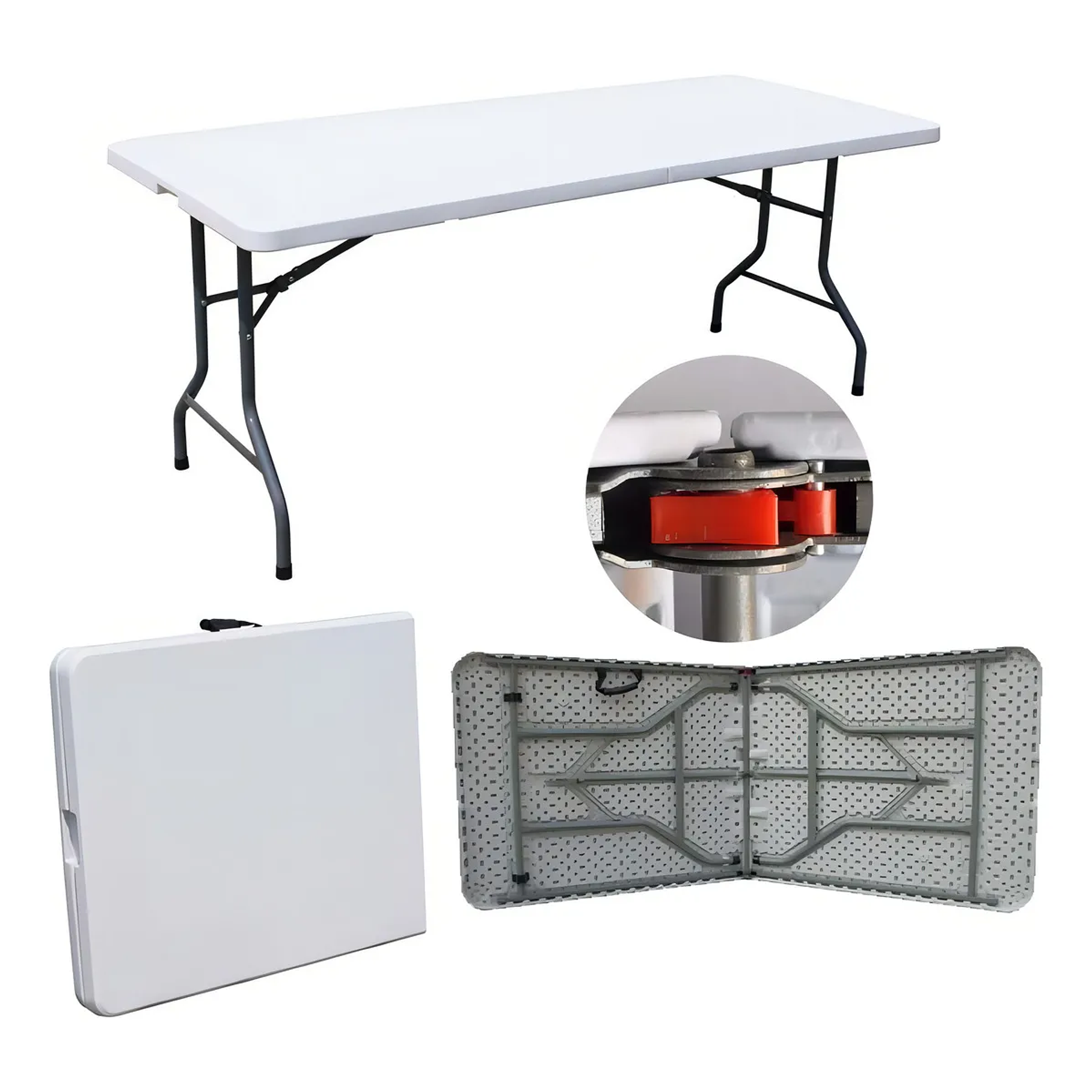 Mesa Plegable Valija 1.8 Mts Hogar Camping Jardín Reforzada Color Blanco 1