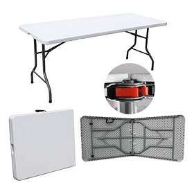 Mesa Plegable Valija 1.8 Mts Hogar Camping Jardín Reforzada Color Blanco