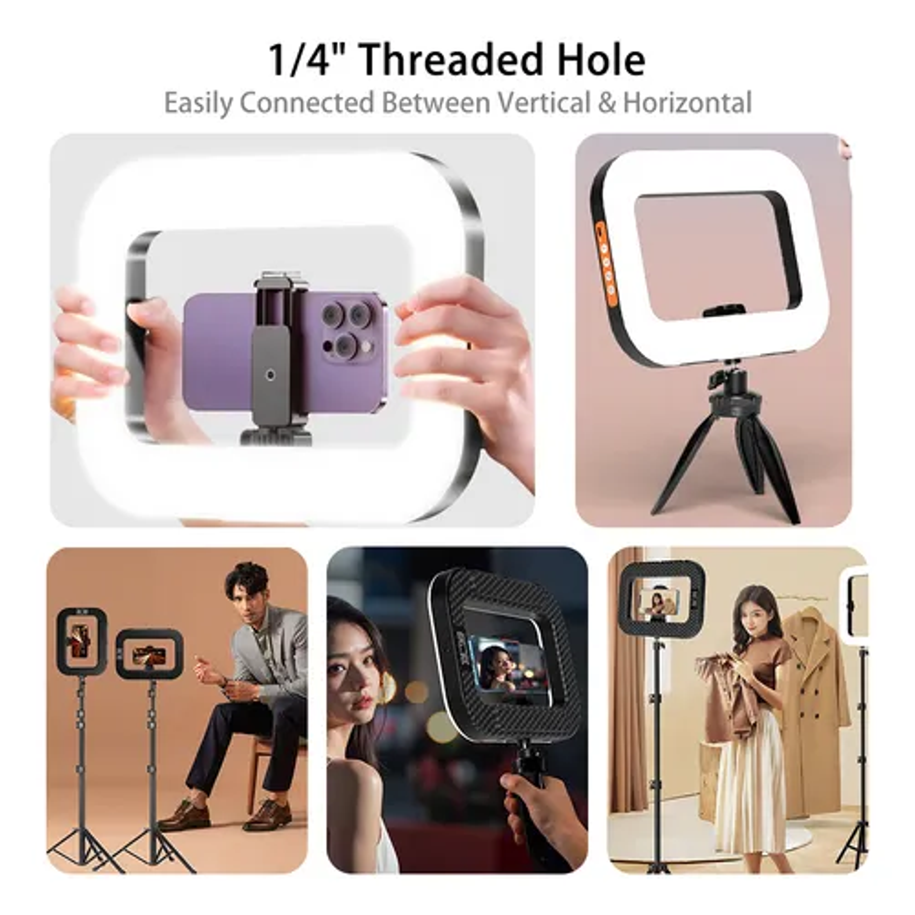 Cuadro De Luz LED Portátil Con Soporte Para Móvil Ideal para Lives, Fotos y Grabaciones Profesionales 4