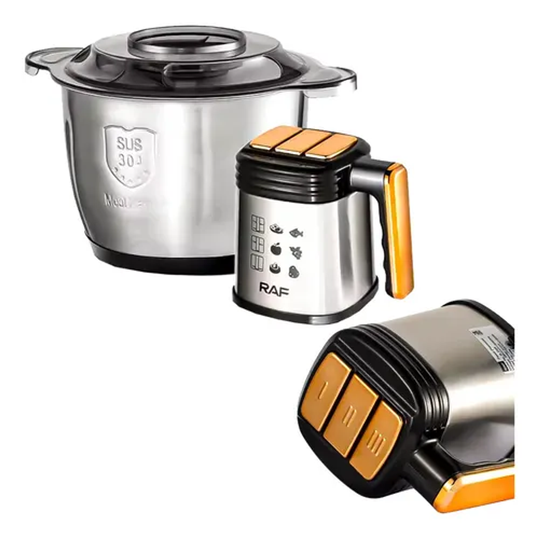 Procesador Picadora Cortador De Alimentos Multifuncional Color Plateado R.3388 RAF 4