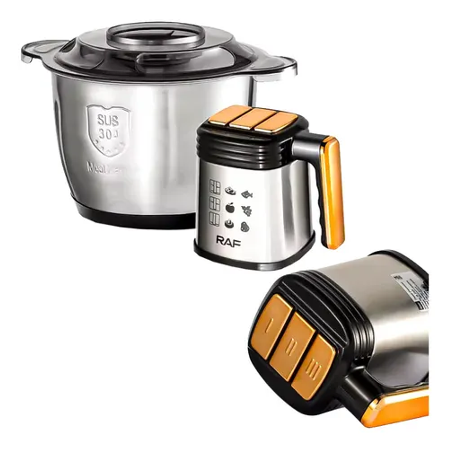 Procesador Picadora Cortador De Alimentos Multifuncional Color Plateado R.3388 RAF 4