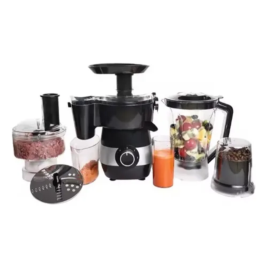 Juego de procesador licuadora extractor frutas verduras 6 en 1 color negro Raf R.2869 5