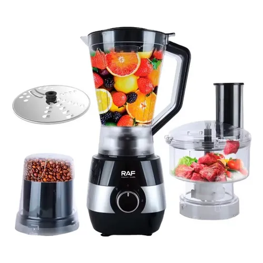 Juego de procesador licuadora extractor frutas verduras 6 en 1 color negro Raf R.2869 7