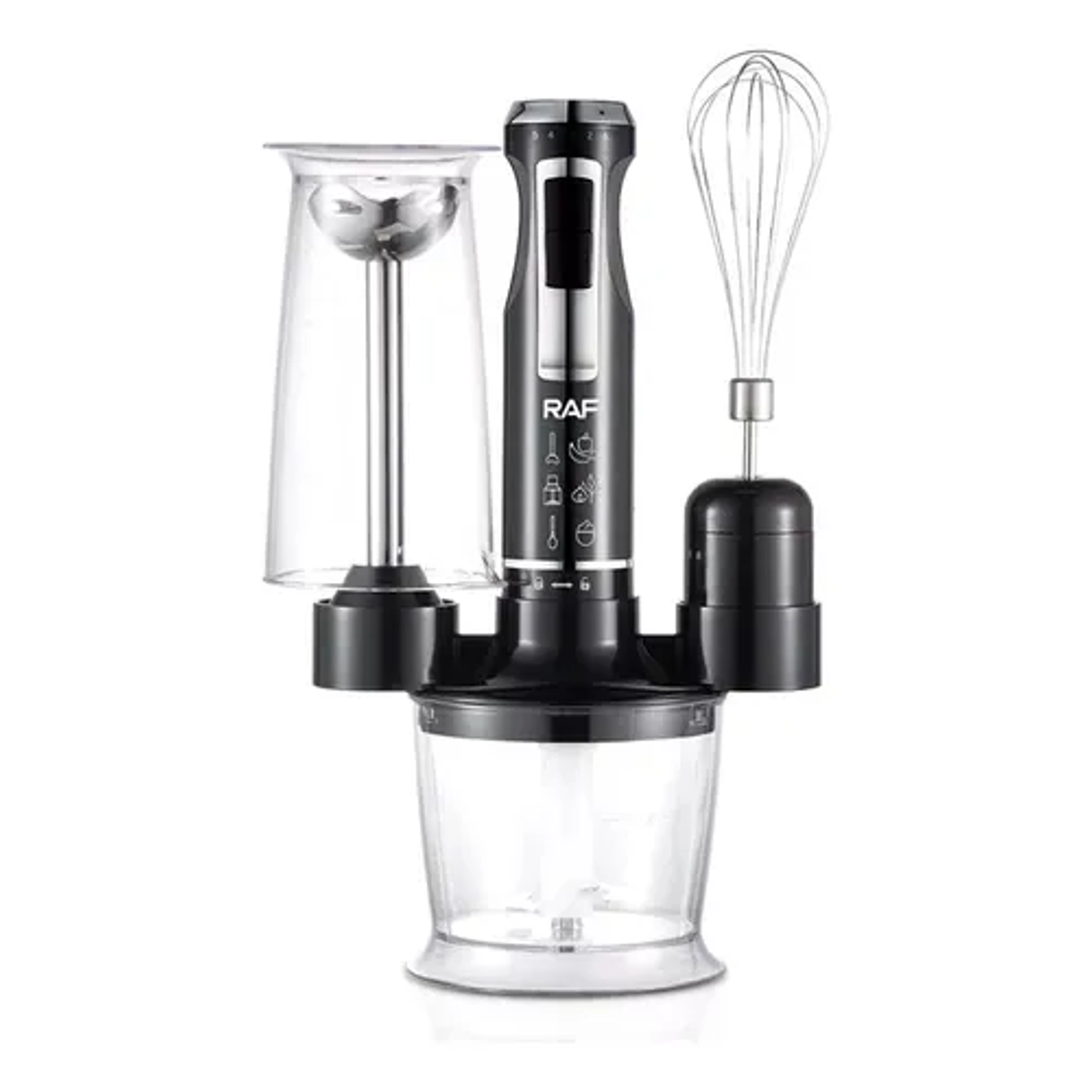 Pimer Juego De Licuadora De Mano 4 En 1 De 1600w 4 Cuchillas Color Negro Raf 1