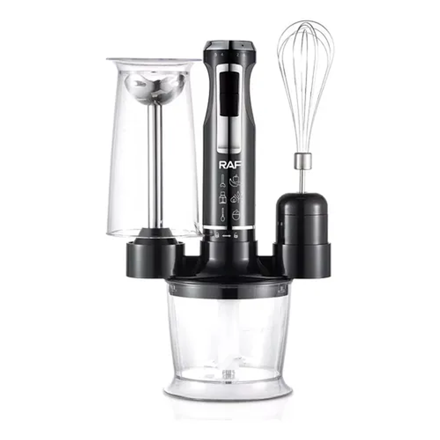 Pimer Juego De Licuadora De Mano 4 En 1 De 1600w 4 Cuchillas Color Negro Raf 1