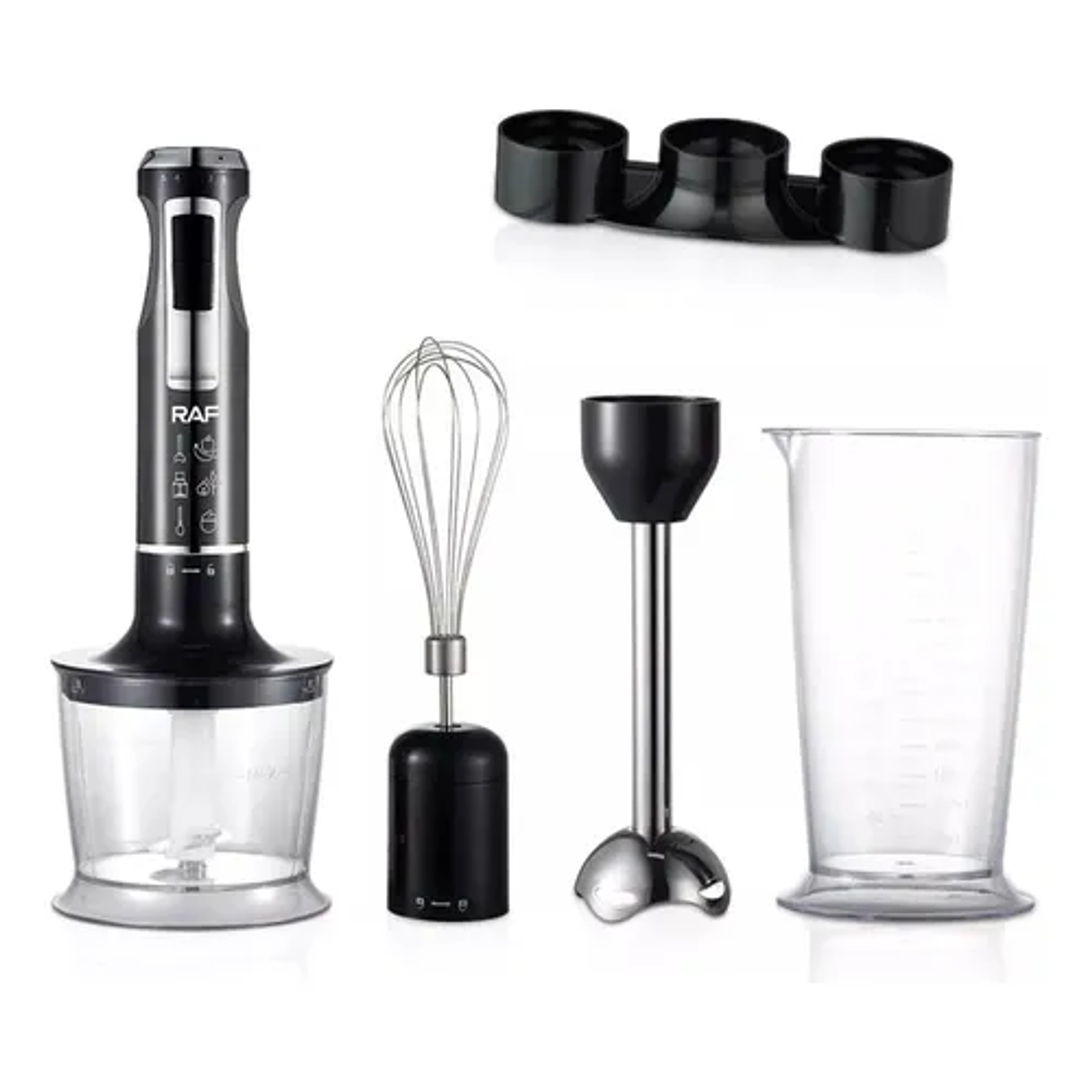 Pimer Juego De Licuadora De Mano 4 En 1 De 1600w 4 Cuchillas Color Negro Raf 5