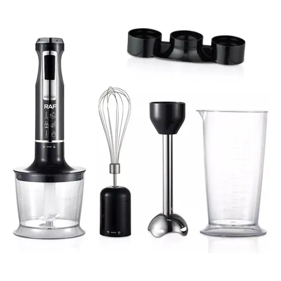 Pimer Juego De Licuadora De Mano 4 En 1 De 1600w 4 Cuchillas Color Negro Raf 5